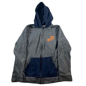 PUMA Full Zip Jacket Hoodie Youth‎ Boys Gray Navy Logo Large 14/16